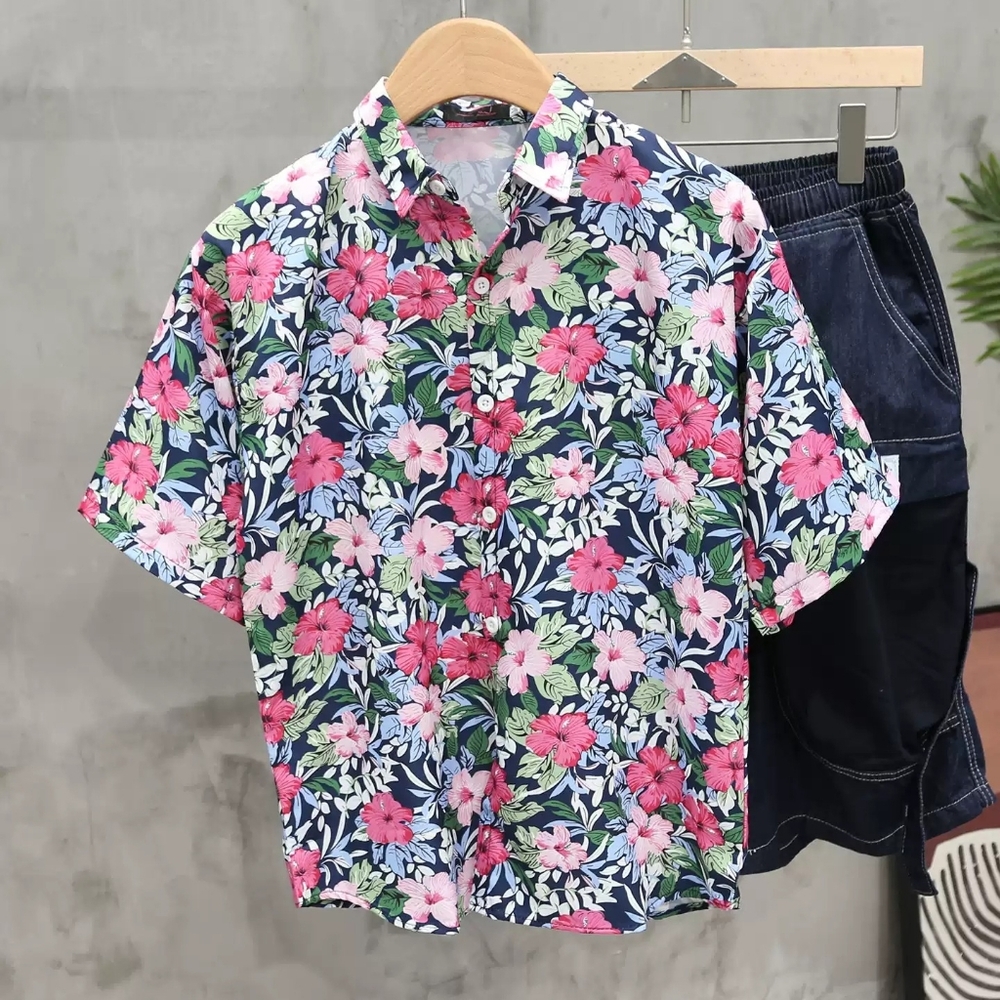 Bright Hibiscus Floral Print Shirt